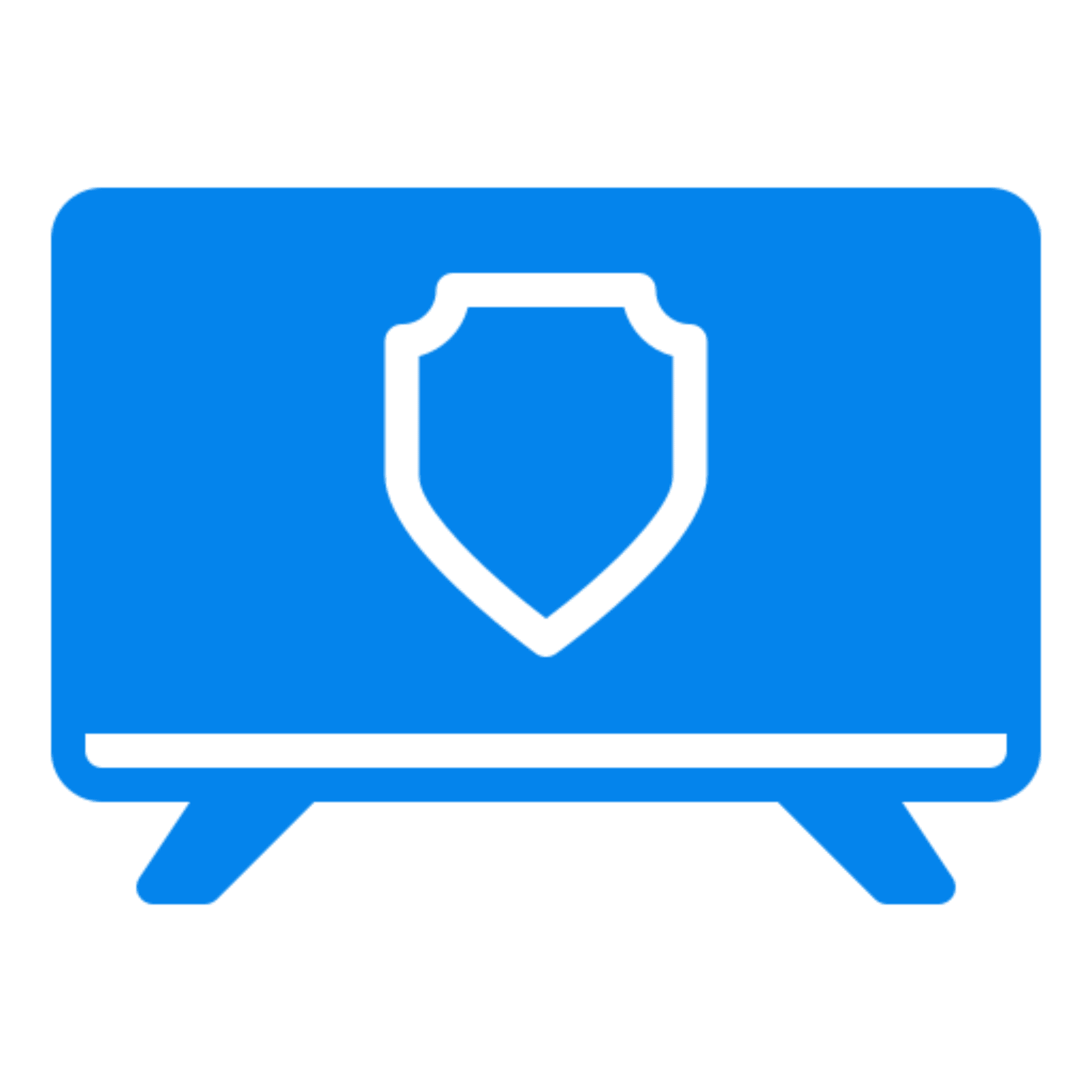 Blue TV with shield icon
