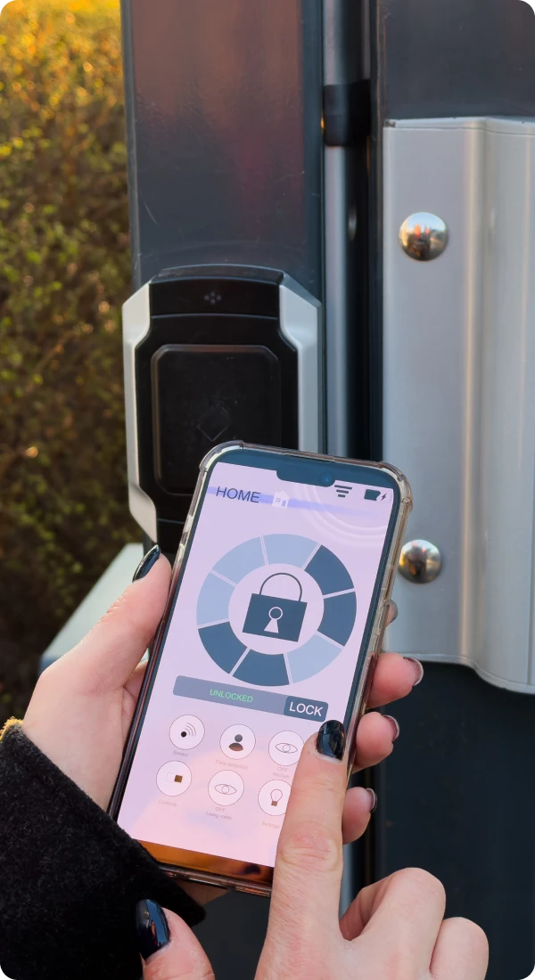 Mobile app unlocking door