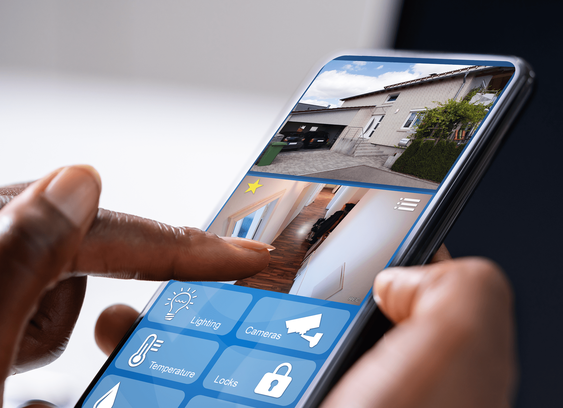 Person using smart home app